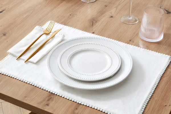Girona Pom Pom Placemats - Set of 4 - White - DUSK