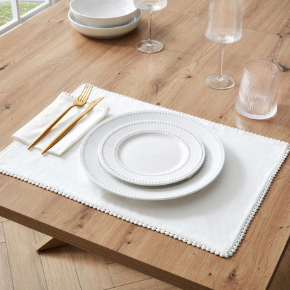 Girona Pom Pom Placemats - Set of 4 - White - DUSK