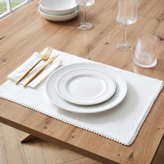 Girona Pom Pom Placemats - Set of 4 - White - DUSK