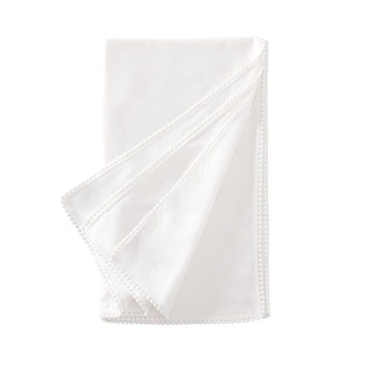 Girona Pom Pom Table Cloth - White - DUSK