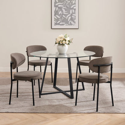 Glass 4-6 Seater Round Dining Table - DUSK