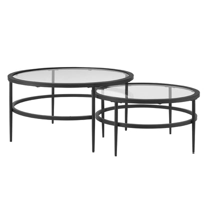 Glass Round Nesting Coffee Tables - DUSK