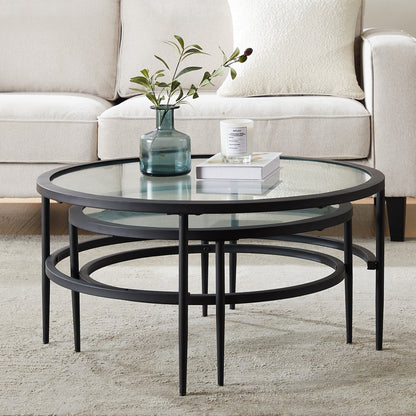 Glass Round Nesting Coffee Tables - DUSK
