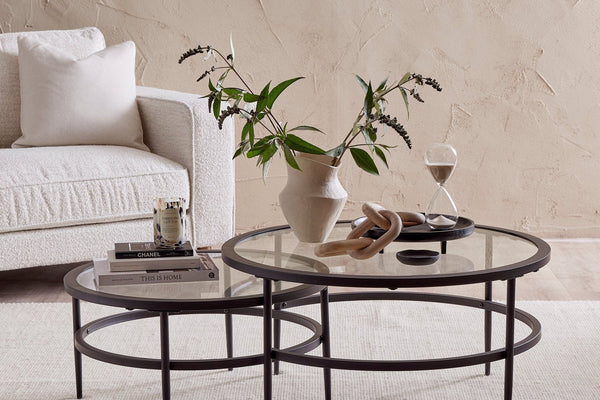 Glass Round Nesting Coffee Tables - DUSK