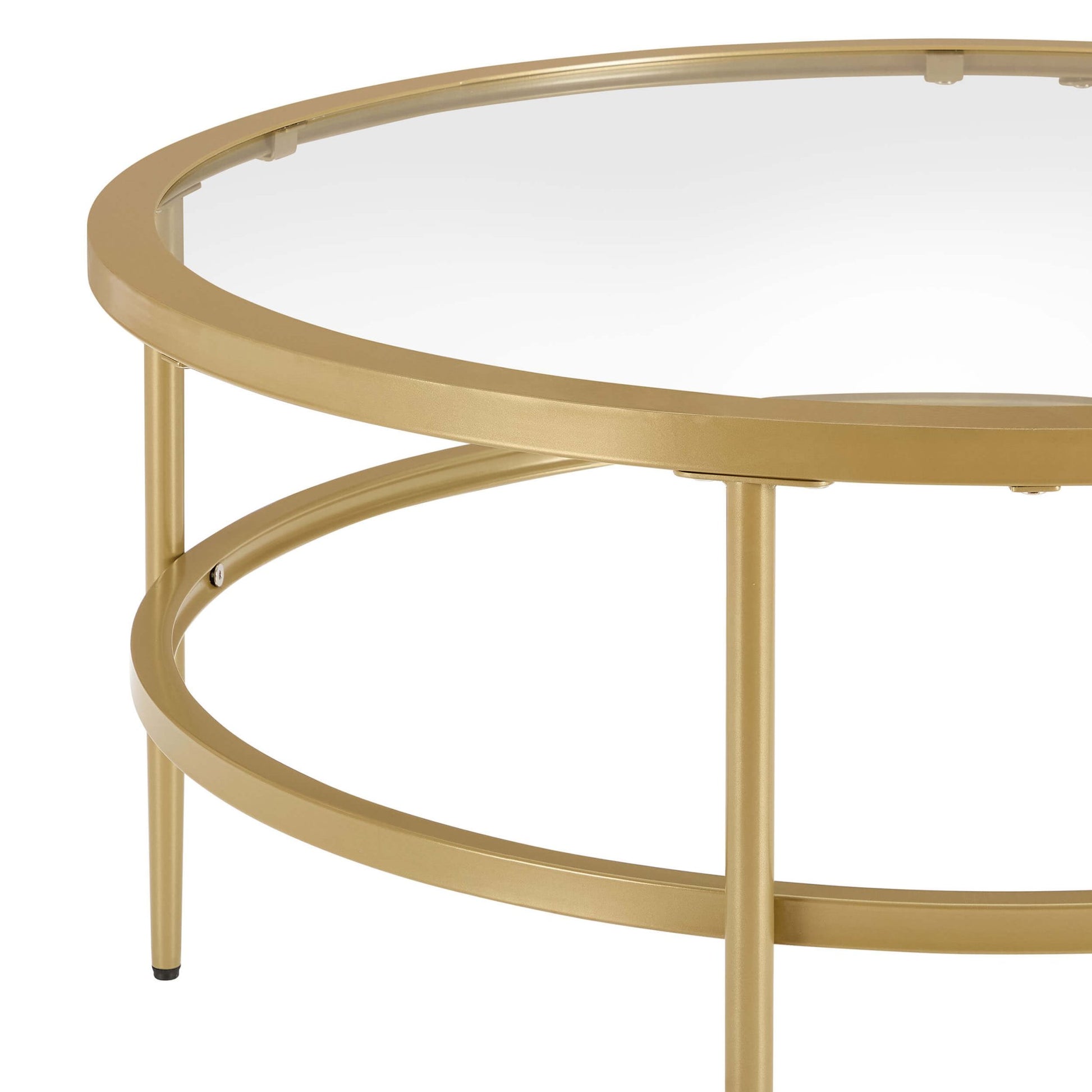 Glass Round Nesting Coffee Tables - Gold - DUSK