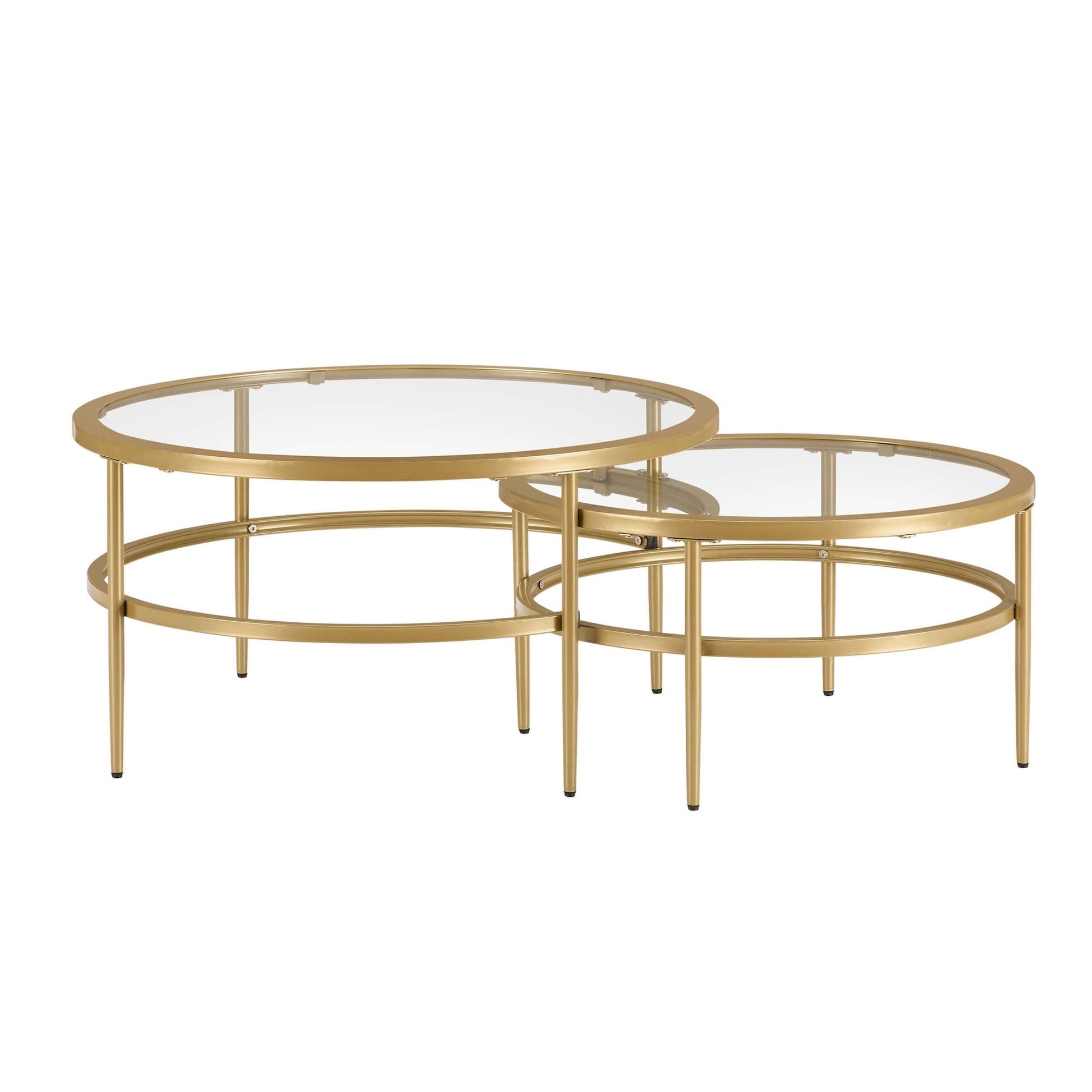 Glass Round Nesting Coffee Tables - Gold - DUSK