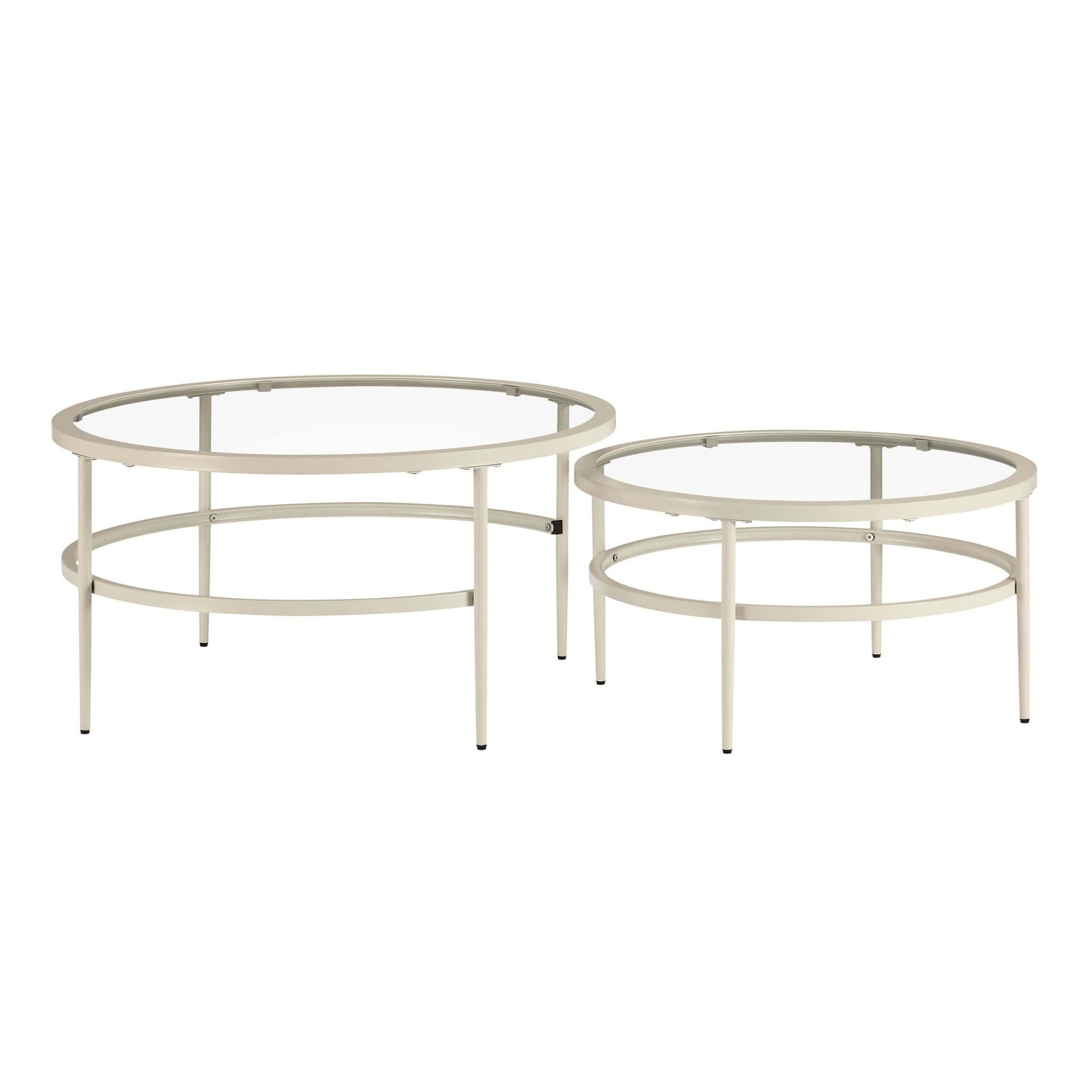 Glass Round Nesting Coffee Tables - Stone - DUSK