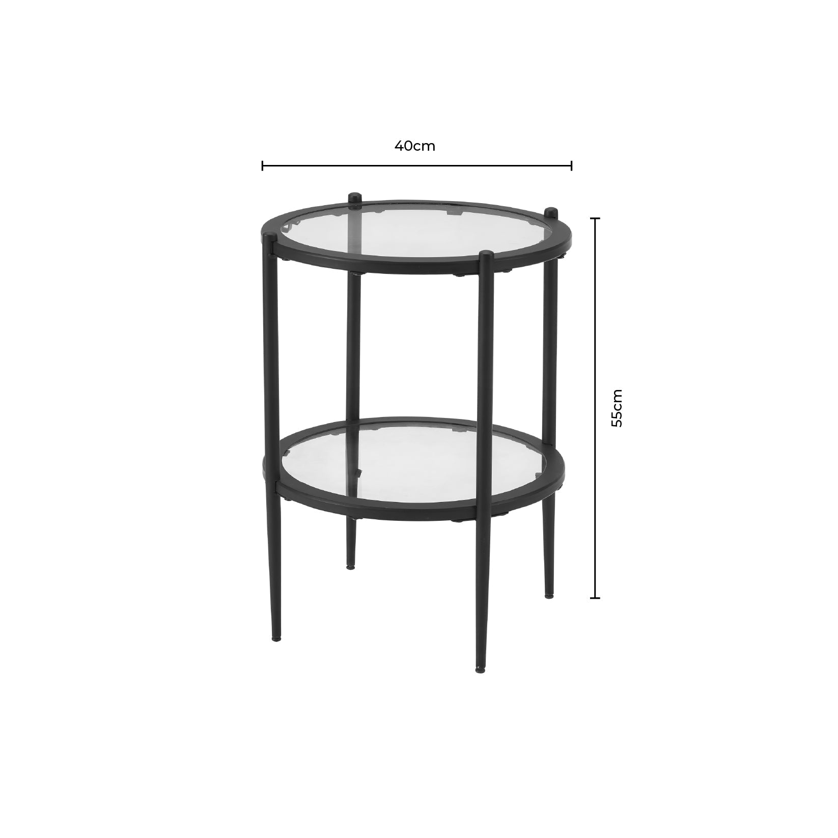 Glass Round Side Table - Black - DUSK