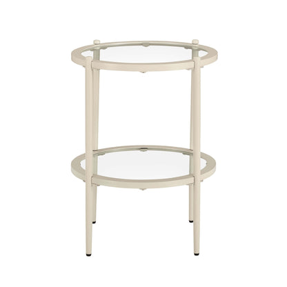 Glass Round Side Table - Stone - DUSK