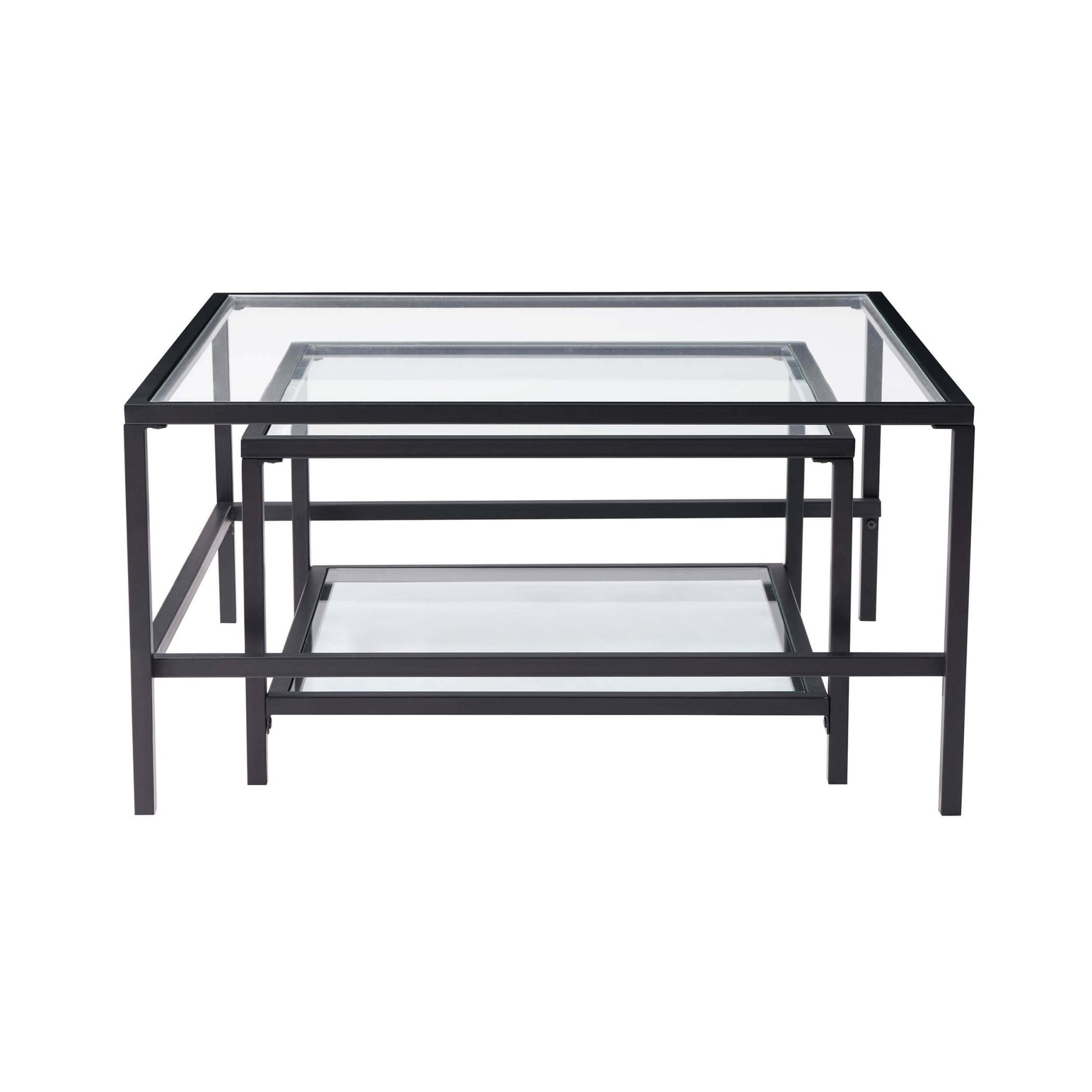 Glass Square Nesting Coffee Tables - Black - DUSK
