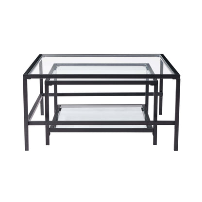 Glass Square Nesting Coffee Tables - Black - DUSK