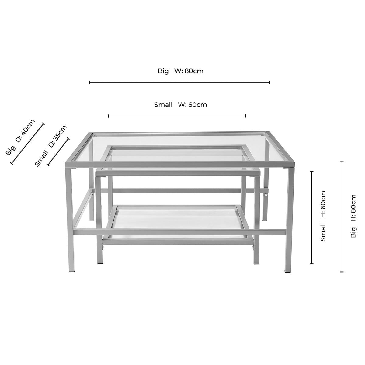 Glass Square Nesting Coffee Tables - Gold - DUSK