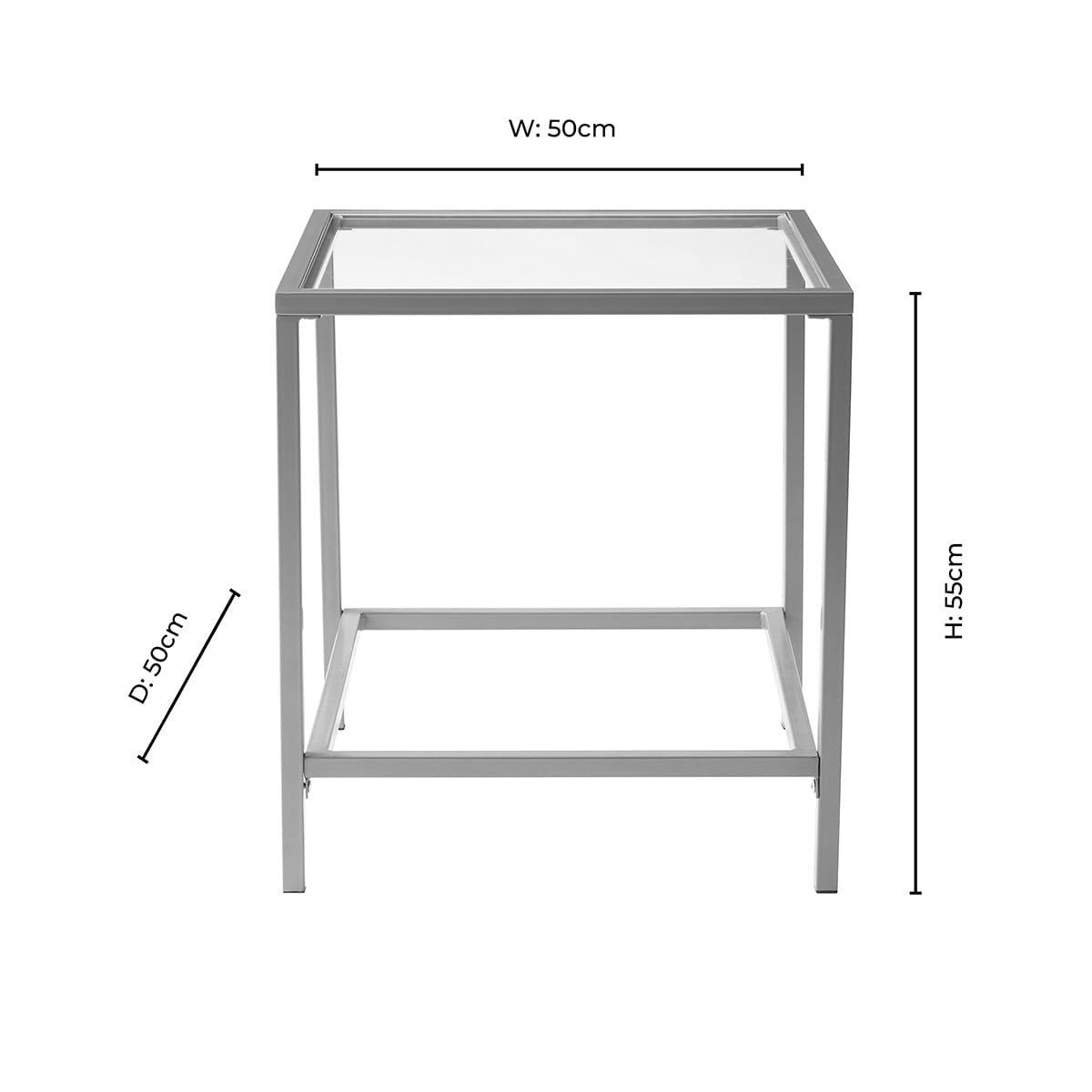 Glass Square Side Table - Black - DUSK