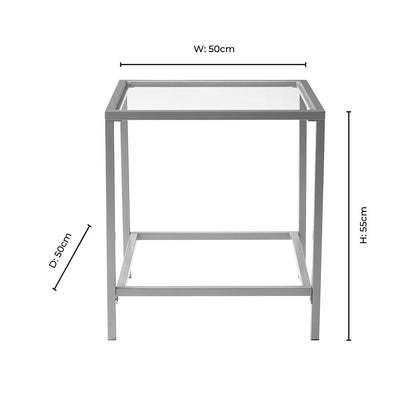 Glass Square Side Table - Black - DUSK