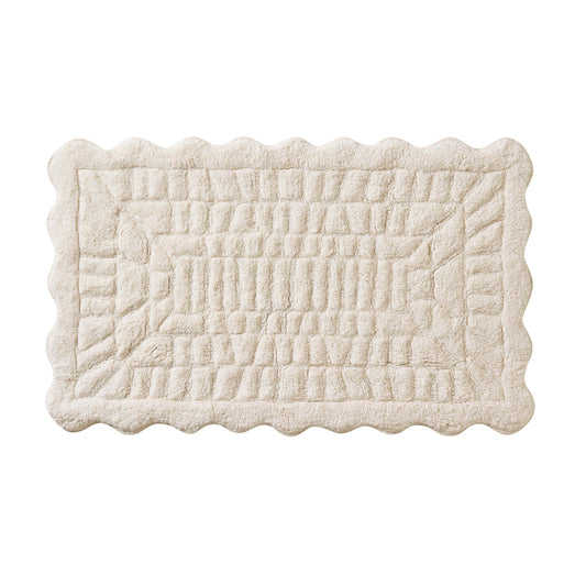 Goa Scalloped Bath Mat - White - DUSK