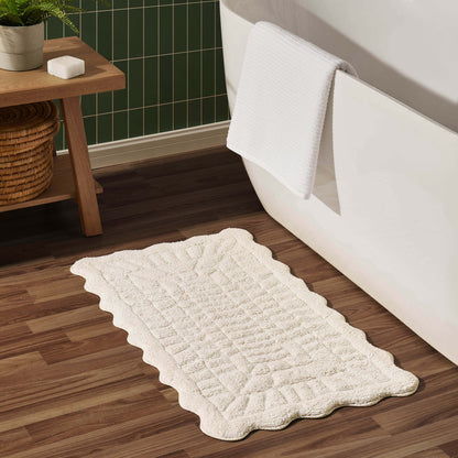 Goa Scalloped Bath Mat - White - DUSK