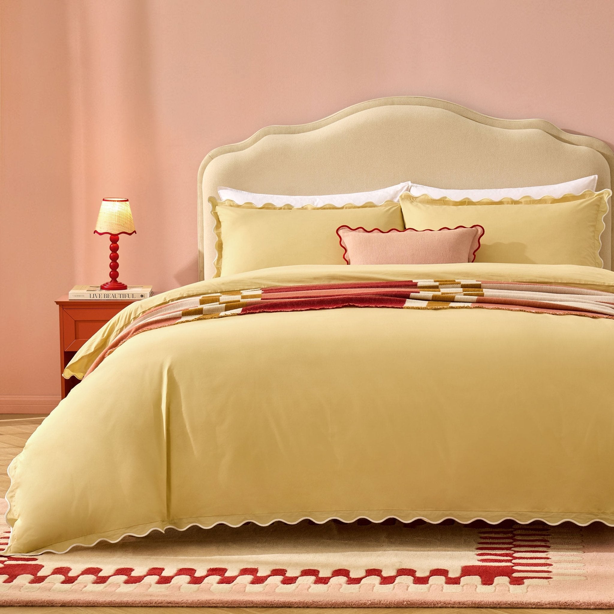 Grace Embroidered Edge 100% Cotton 200 Thread Count Duvet Cover - Buttermilk - DUSK