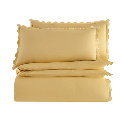 Grace Embroidered Edge 100% Cotton 200 Thread Count Duvet Cover - Buttermilk - DUSK