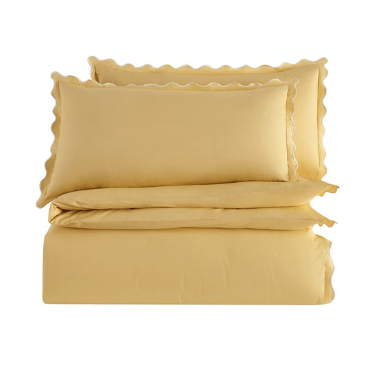 Grace Embroidered Edge 100% Cotton 200 Thread Count Duvet Cover - Buttermilk - DUSK