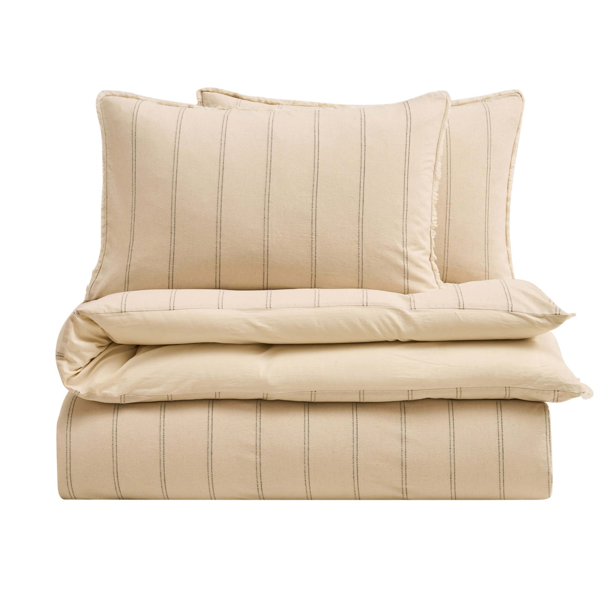 Hallie Linen Blend Yarn Dye Stripe Duvet Cover & Pillowcase Set - Natural - DUSK