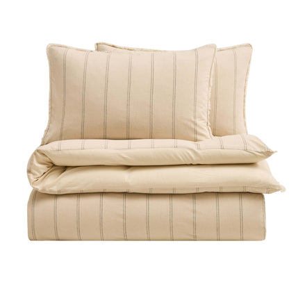 Hallie Linen Blend Yarn Dye Stripe Duvet Cover & Pillowcase Set - Natural - DUSK
