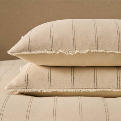 Hallie Linen Blend Yarn Dye Stripe Duvet Cover & Pillowcase Set - Natural - DUSK