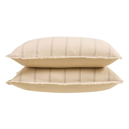Hallie Linen Blend Yarn Dye Stripe Duvet Cover & Pillowcase Set - Natural - DUSK