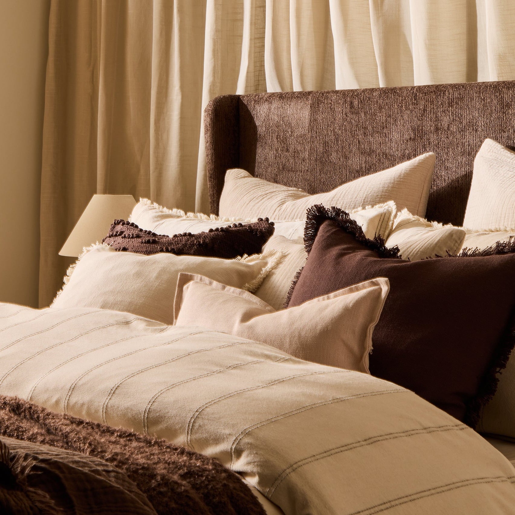 Hallie Linen Blend Yarn Dye Stripe Duvet Cover & Pillowcase Set - Natural - DUSK
