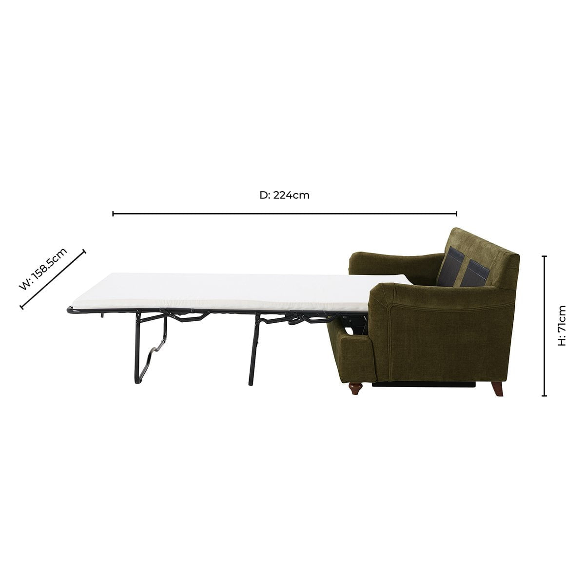 Hampshire 2 Seater Sofa Bed - Chenille Olive - DUSK