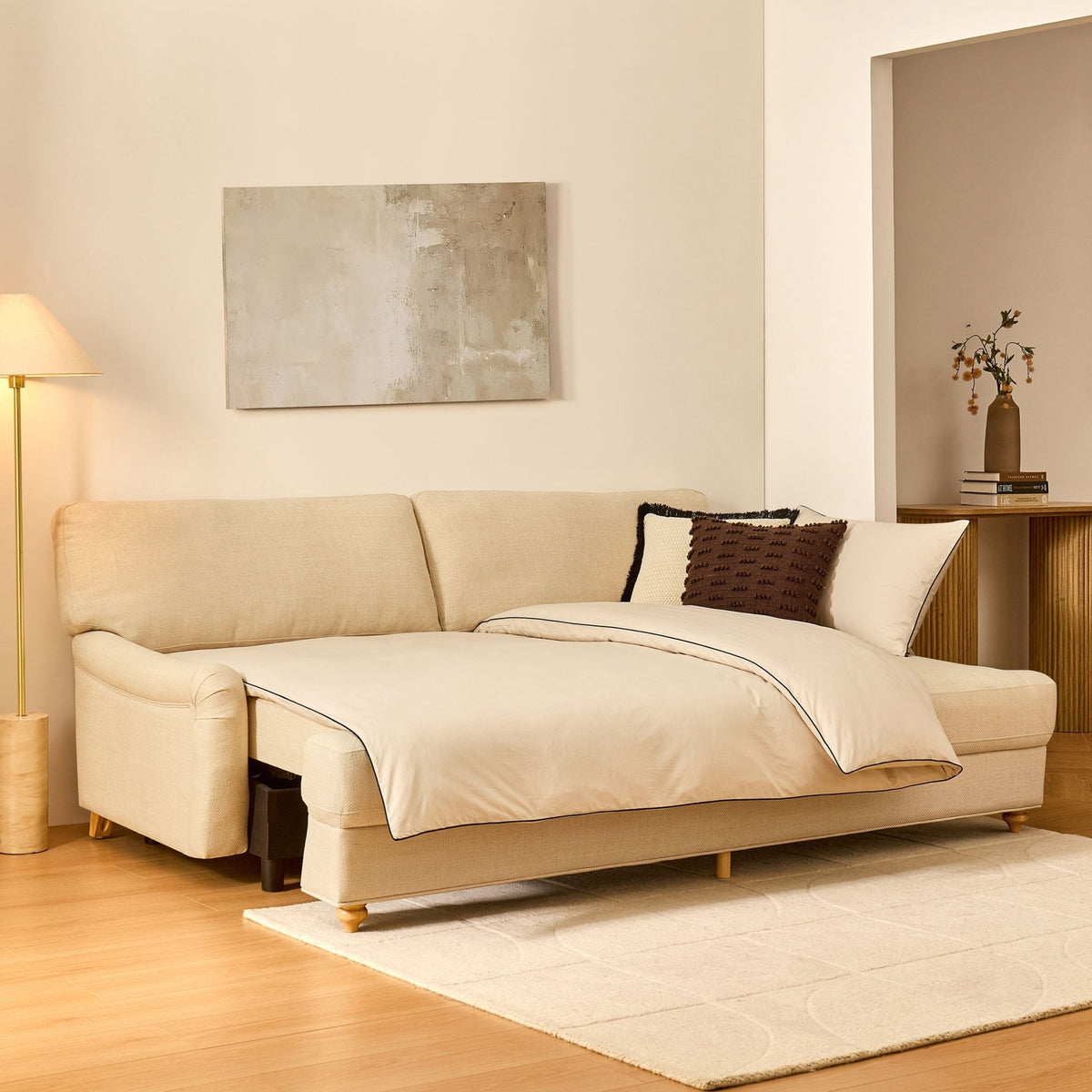 Hampshire 3 Seater Sofa Bed - Beige - DUSK
