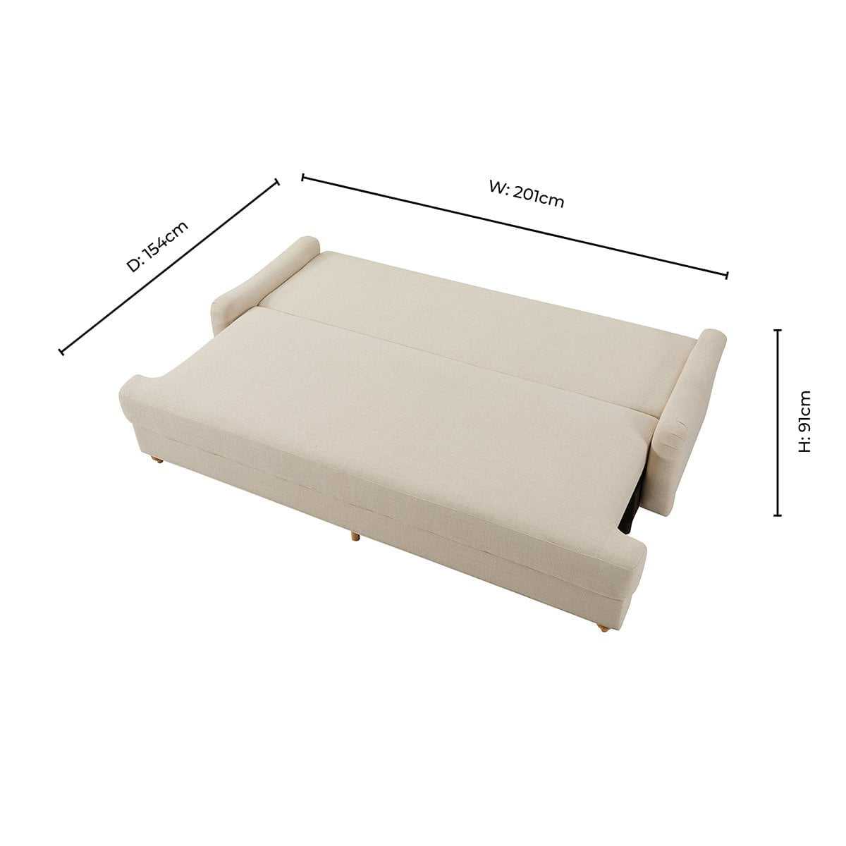 Hampshire 3 Seater Sofa Bed - Beige - DUSK