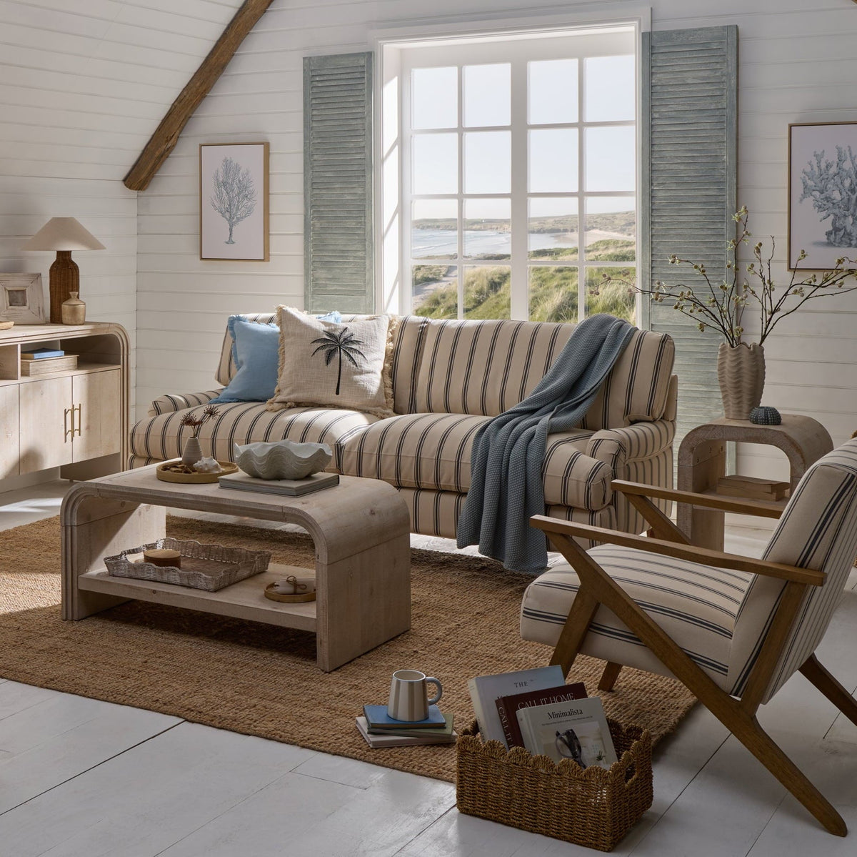 Hampshire 3 Seater Sofa - Blue Stripe - DUSK