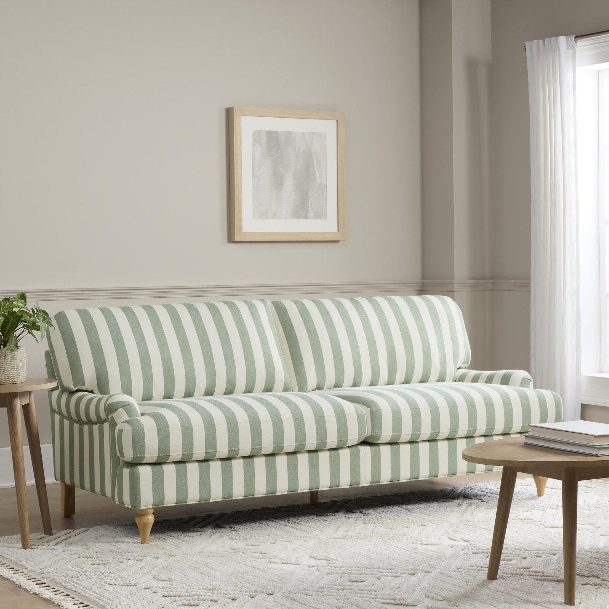 Hampshire 3 Seater Sofa - Green Stripe - DUSK