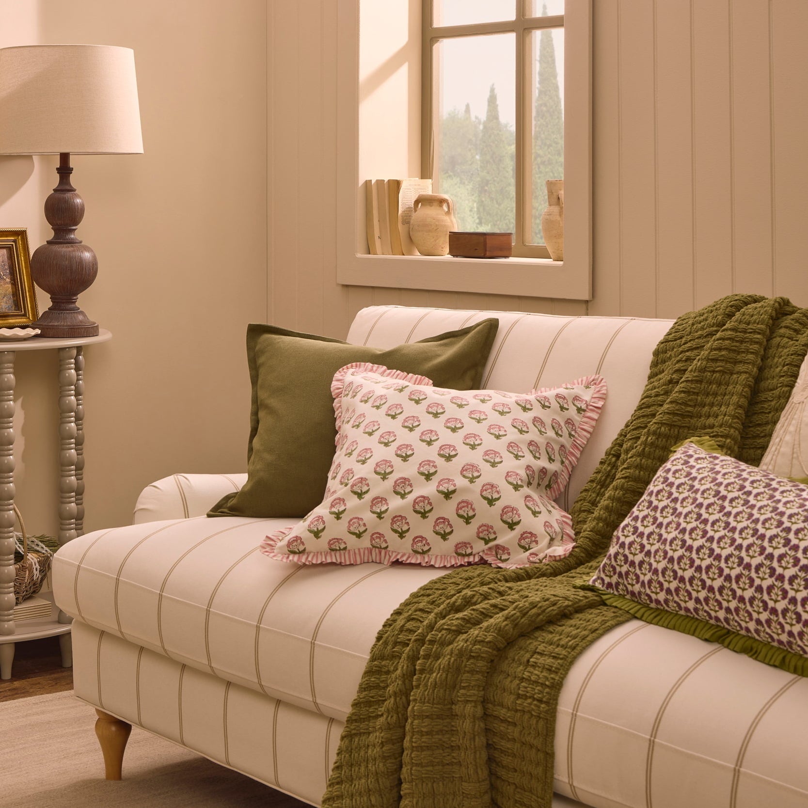Hampshire 3 Seater Sofa - Thin Natural Stripe - DUSK