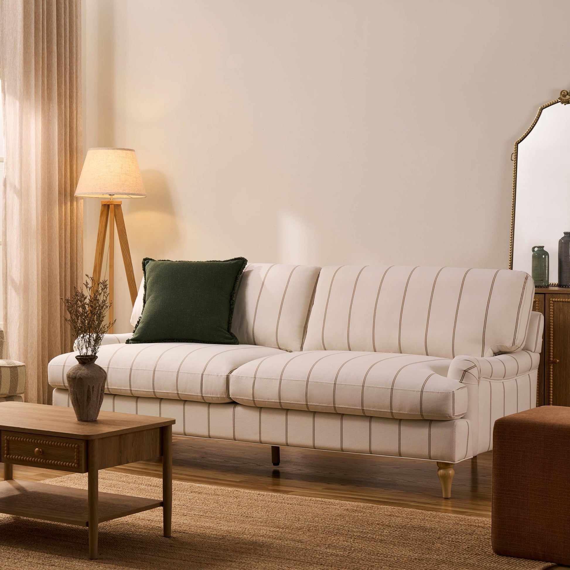 Hampshire 3 Seater Sofa - Thin Natural Stripe - DUSK