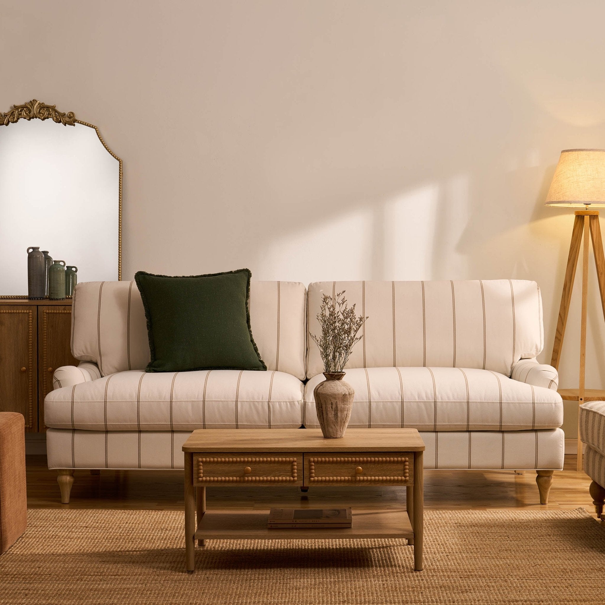 Hampshire 3 Seater Sofa - Thin Natural Stripe - DUSK