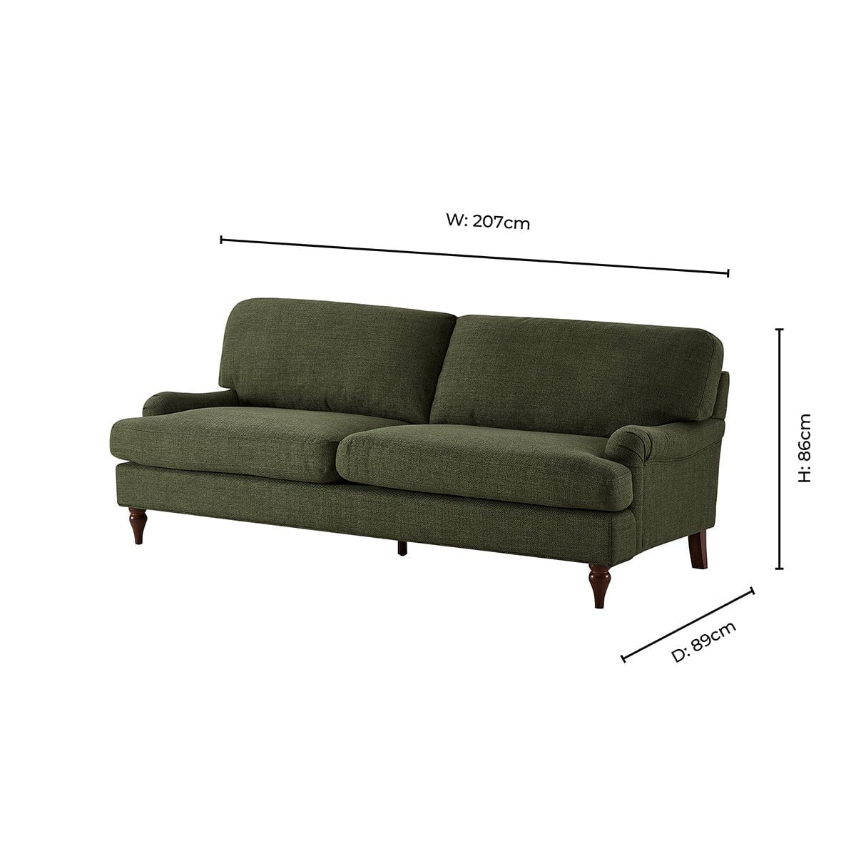 Hampshire 3 Seater Sofa - Woven Pine Green - DUSK