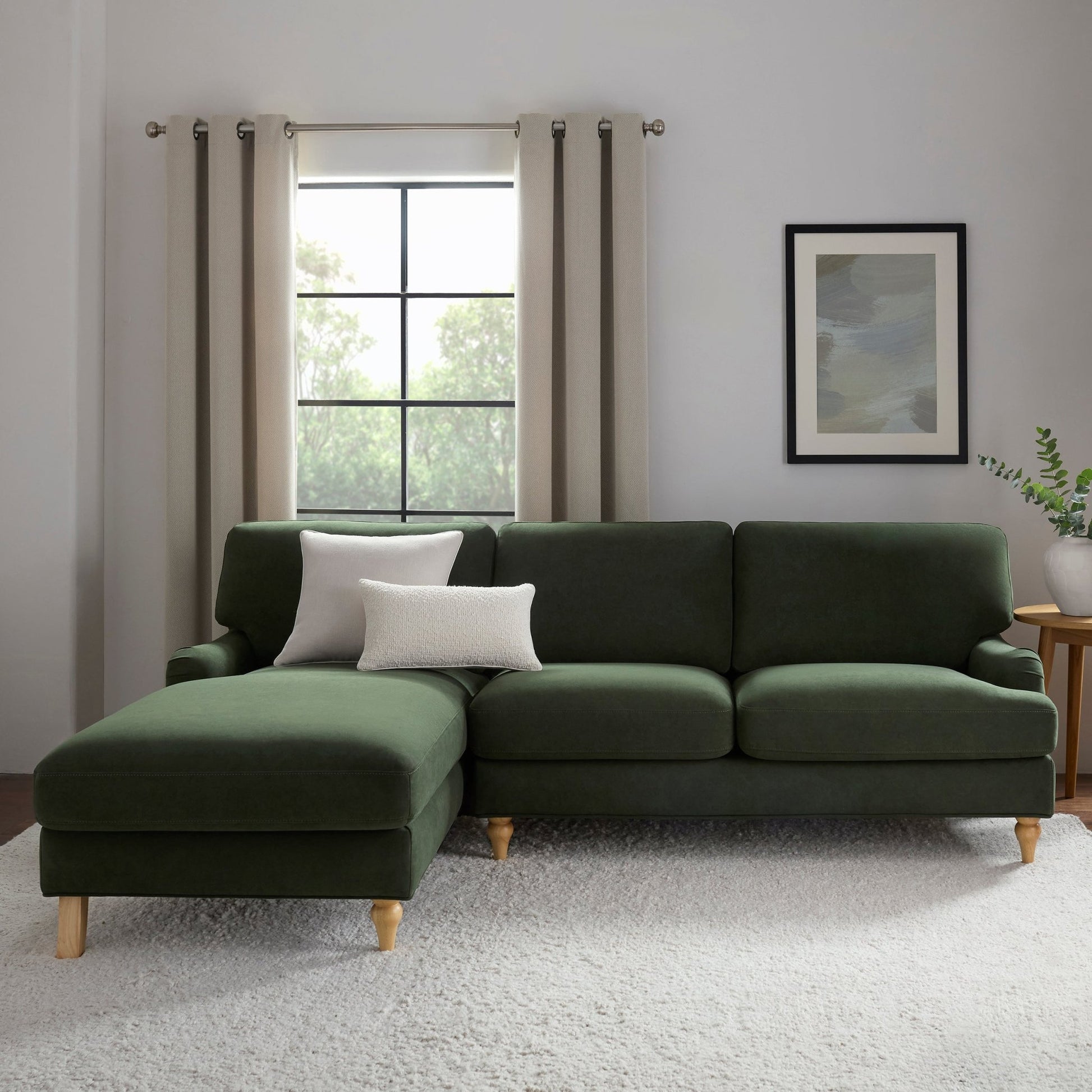 Hampshire Left Hand Chaise Sofa - Dark Olive - DUSK