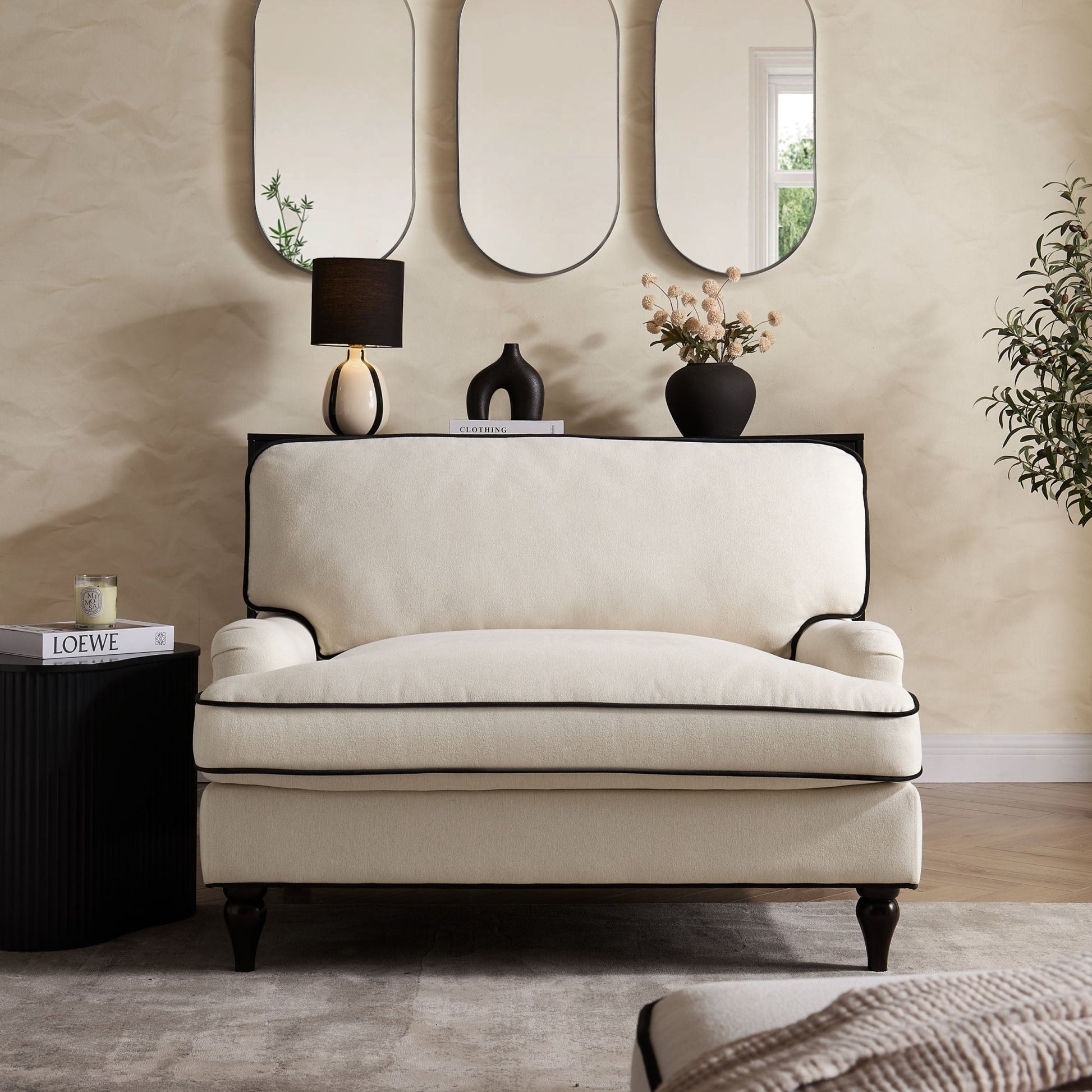 Hampshire Loveseat - Cream/Black - DUSK