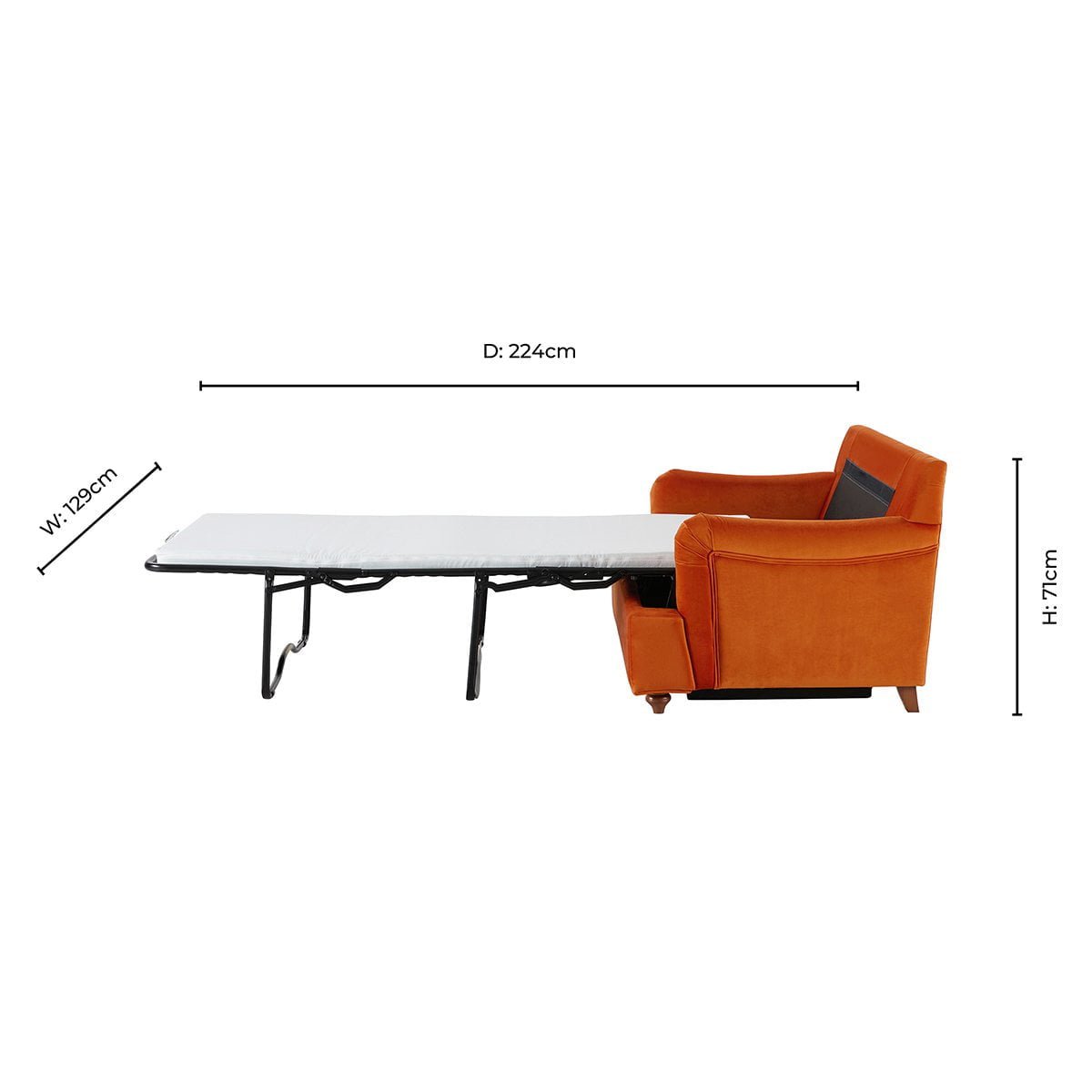 Hampshire Loveseat Sofa Bed - Bright Orange - DUSK