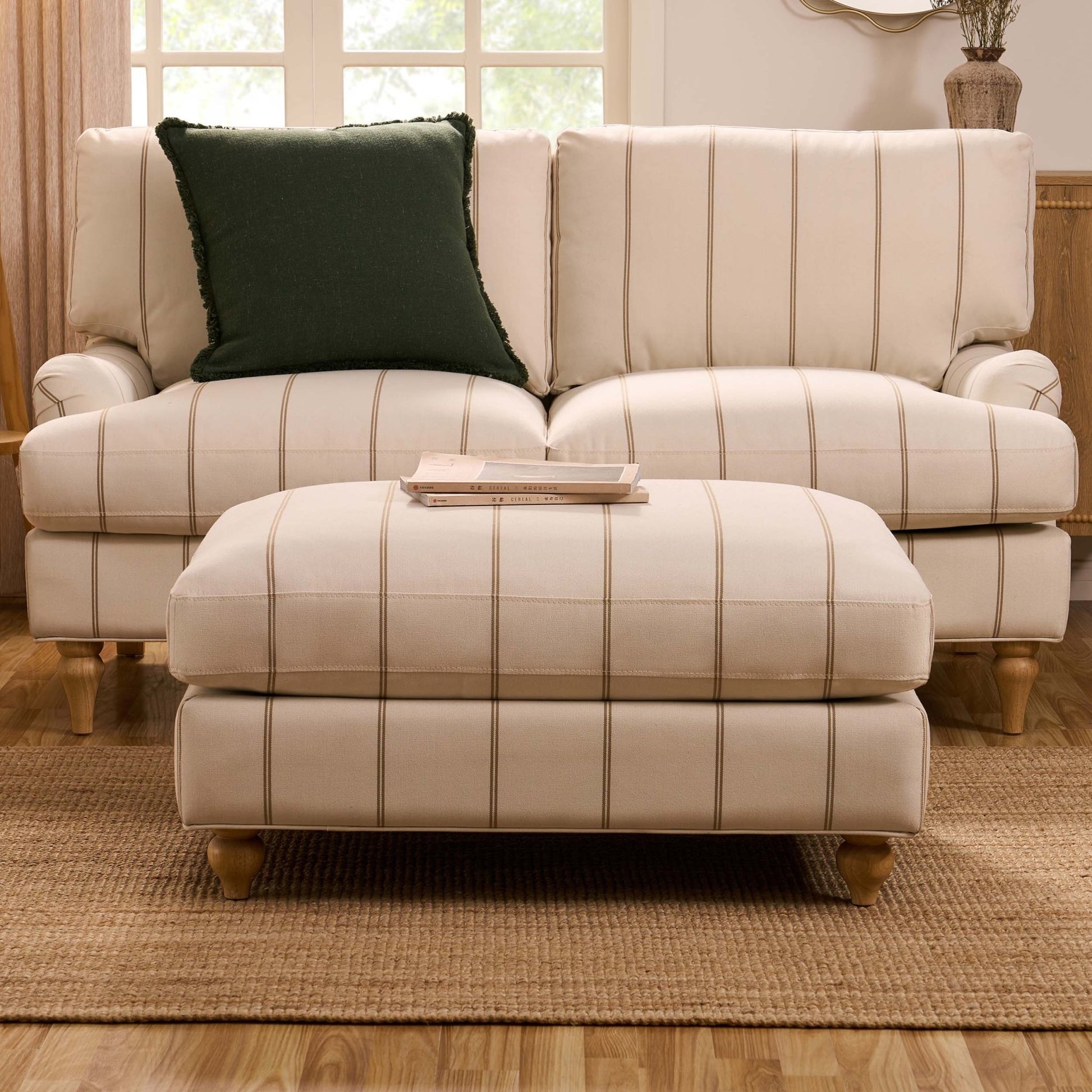 Hampshire Pouffe - Thin Natural Stripe - DUSK
