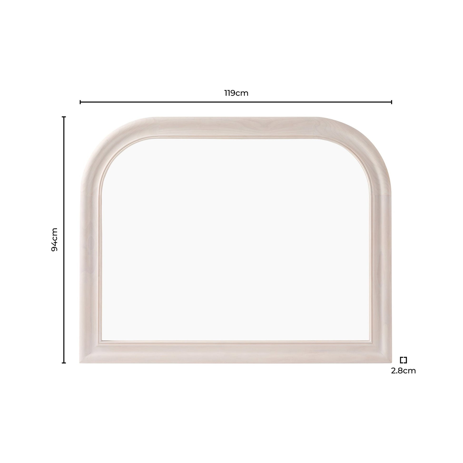 Hampton Arched Mantel Mirror - Washed White - DUSK