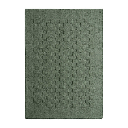 Hand Woven Wool Checkerboard Rug - Forest Green - DUSK