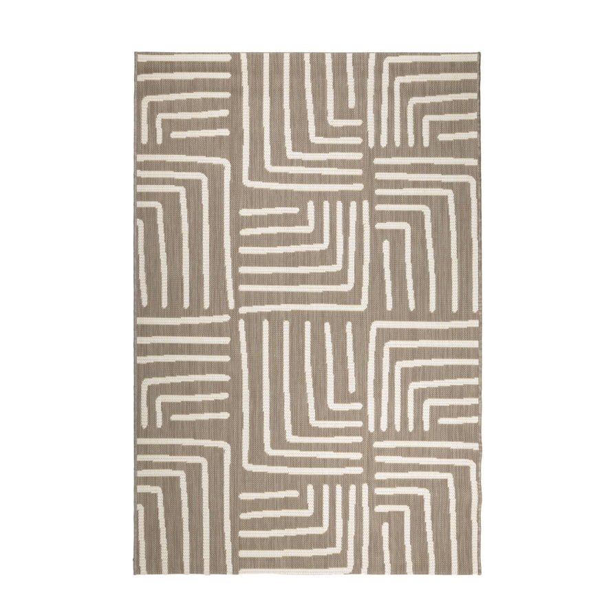 Hanna Flatweave Geo Contrast Indoor/ Outdoor Rug - 120x170cm - Natural - DUSK