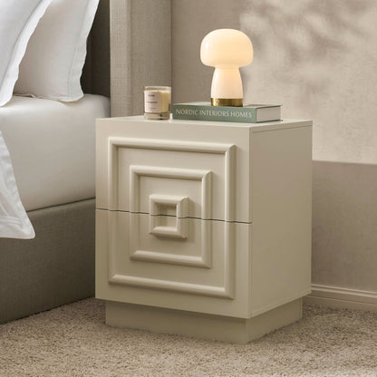 Harlow 2 Drawer Bedside Table - Cream - DUSK