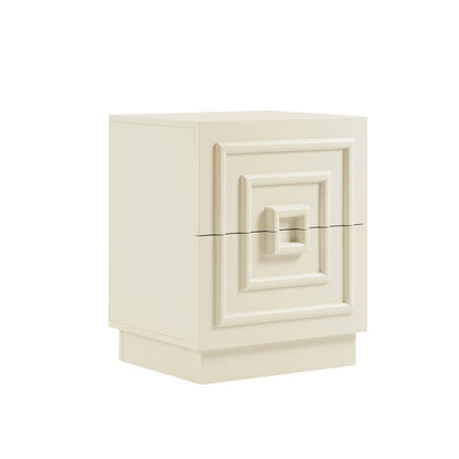 Harlow 2 Drawer Bedside Table - Cream - DUSK