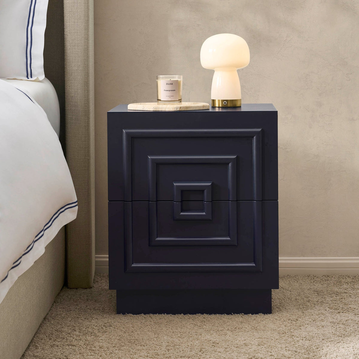 Harlow 2 Drawer Bedside Table - Midnight - DUSK