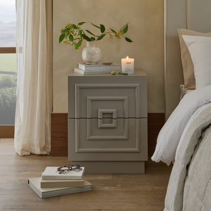 Harlow 2 Drawer Bedside Table - Taupe - DUSK