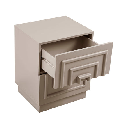 Harlow 2 Drawer Bedside Table - Taupe - DUSK