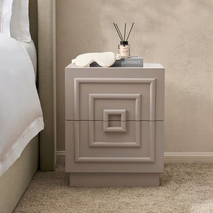 Harlow 2 Drawer Bedside Table - Taupe - DUSK